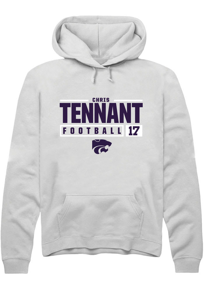 Chris Tennant Rally K-State Wildcats Mens White NIL Stacked Box Long Sleeve Hoodie