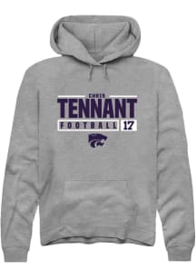 Chris Tennant Rally Mens Graphite K-State Wildcats NIL Stacked Box Hooded Sweatshirt