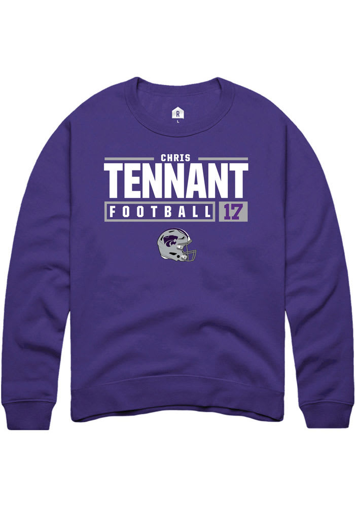 Chris Tennant Rally K-State Wildcats Mens Purple NIL Stacked Box Long Sleeve Crew Sweatshirt