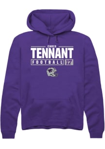 Chris Tennant Rally Mens Purple K-State Wildcats NIL Stacked Box Hooded Sweatshirt