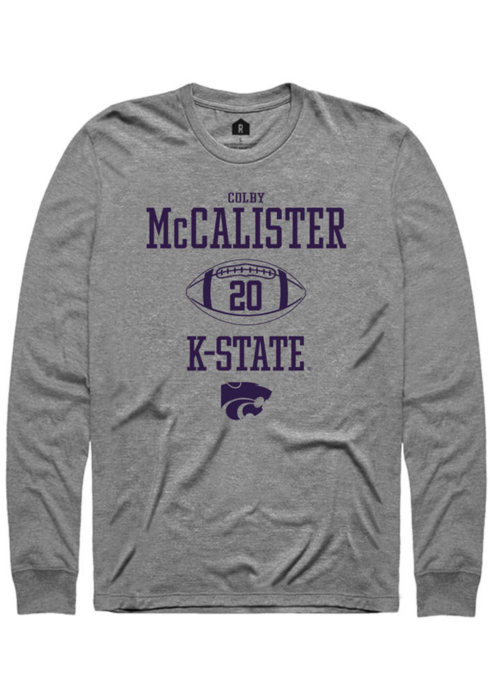 Colby McCalister K-State Wildcats Grey Rally NIL Sport Icon Long Sleeve T Shirt