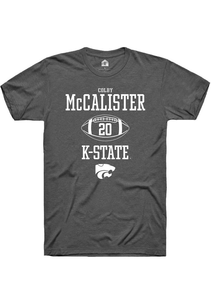 Colby McCalister K-State Wildcats Grey Rally NIL Sport Icon Short Sleeve T Shirt