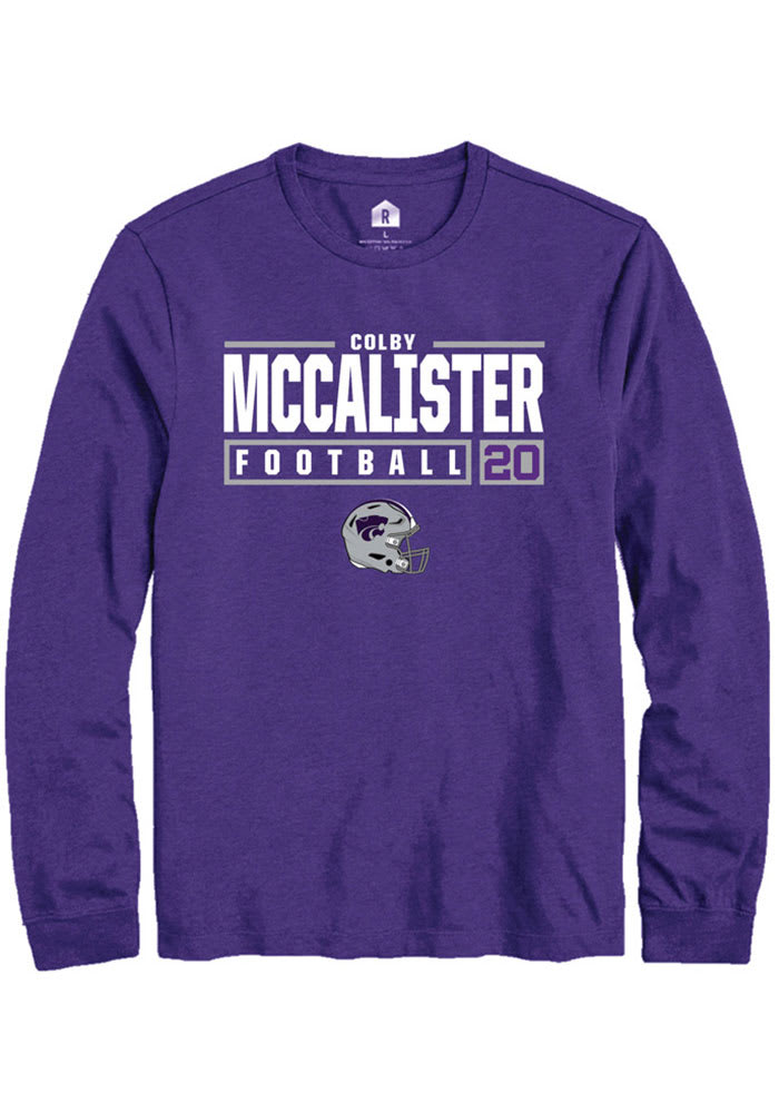 Colby McCalister K-State Wildcats Purple Rally NIL Stacked Box Long Sleeve T Shirt
