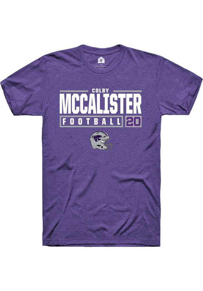 Colby McCalister K-State Wildcats Purple Rally NIL Stacked Box Short Sleeve T Shirt