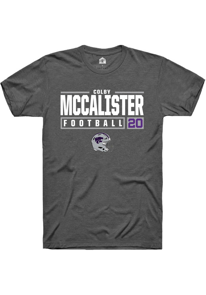 Colby McCalister K-State Wildcats Grey Rally NIL Stacked Box Short Sleeve T Shirt