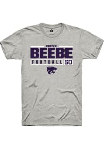 Cooper Beebe  K-State Wildcats Ash Rally NIL Stacked Box Short Sleeve T Shirt