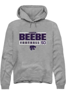 Cooper Beebe  Rally K-State Wildcats Mens Graphite NIL Stacked Box Long Sleeve Hoodie