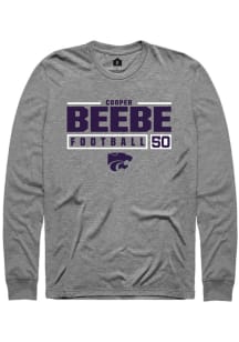 Cooper Beebe  K-State Wildcats Graphite Rally NIL Stacked Box Long Sleeve T Shirt