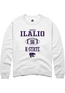 Damian Ilalio Rally Mens White K-State Wildcats NIL Sport Icon Crew Sweatshirt