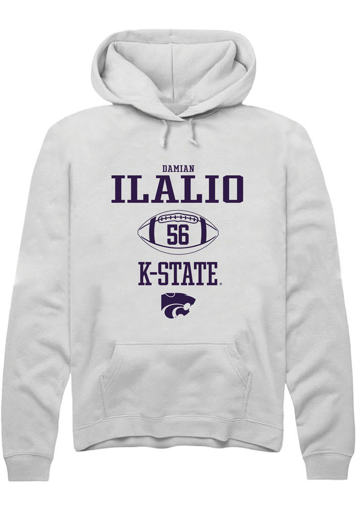 Damian Ilalio Rally K-State Wildcats Mens White NIL Sport Icon Long Sleeve Hoodie