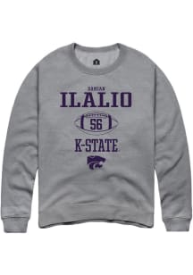 Damian Ilalio Rally Mens Graphite K-State Wildcats NIL Sport Icon Crew Sweatshirt