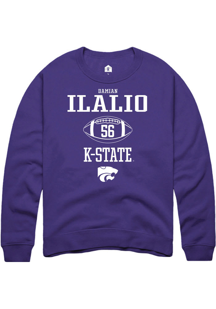 Damian Ilalio Rally K-State Wildcats Mens Purple NIL Sport Icon Long Sleeve Crew Sweatshirt