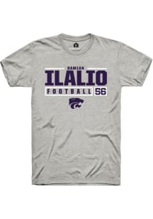 Damian Ilalio Ash K-State Wildcats NIL Stacked Box Short Sleeve T Shirt