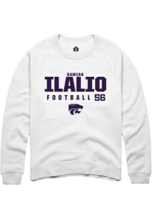 Damian Ilalio Rally Mens White K-State Wildcats NIL Stacked Box Crew Sweatshirt