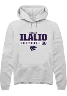 Damian Ilalio Rally Mens White K-State Wildcats NIL Stacked Box Hooded Sweatshirt