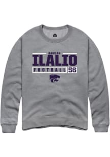 Damian Ilalio Rally Mens Graphite K-State Wildcats NIL Stacked Box Crew Sweatshirt