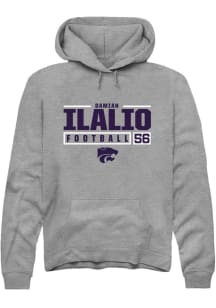 Damian Ilalio Rally Mens Graphite K-State Wildcats NIL Stacked Box Hooded Sweatshirt