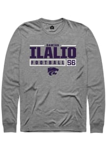 Damian Ilalio Rally Mens Graphite K-State Wildcats NIL Stacked Box Tee