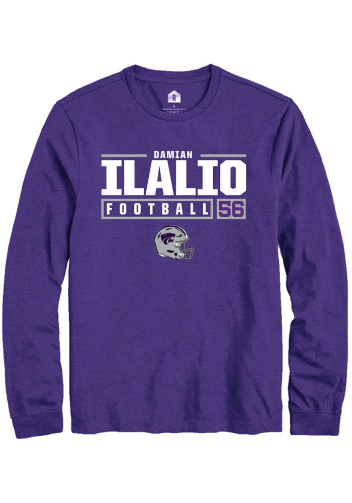 Damian Ilalio K-State Wildcats Purple Rally NIL Stacked Box Long Sleeve T Shirt
