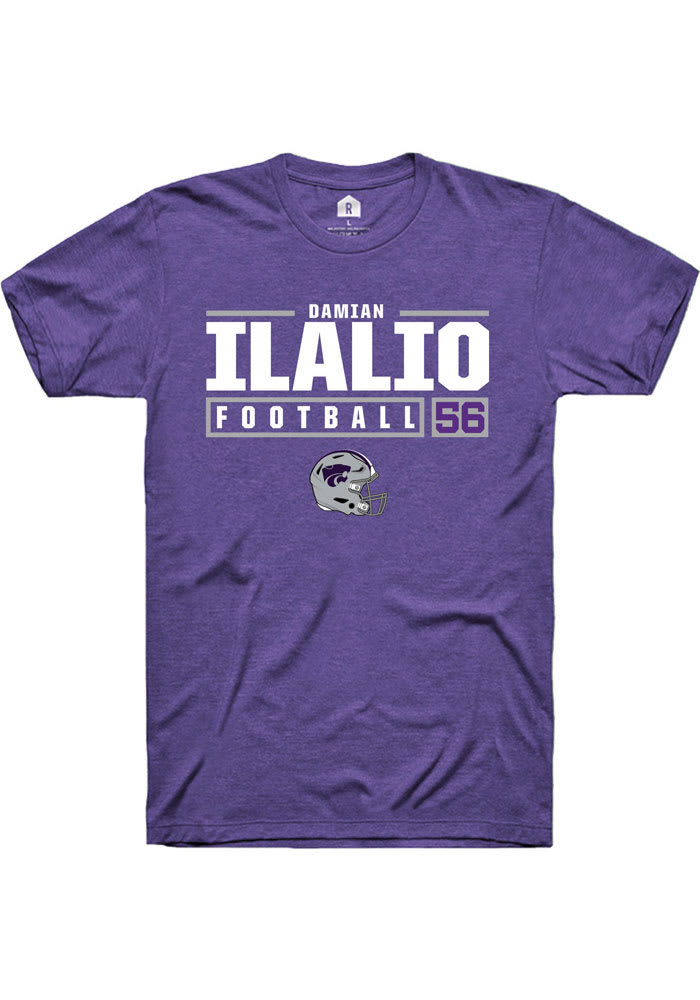 Damian Ilalio K-State Wildcats Purple Rally NIL Stacked Box Short Sleeve T Shirt