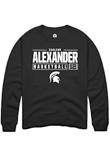 Isaline Alexander  Rally Michigan State Spartans Mens Black NIL Stacked Box Long Sleeve Crew Sweat..