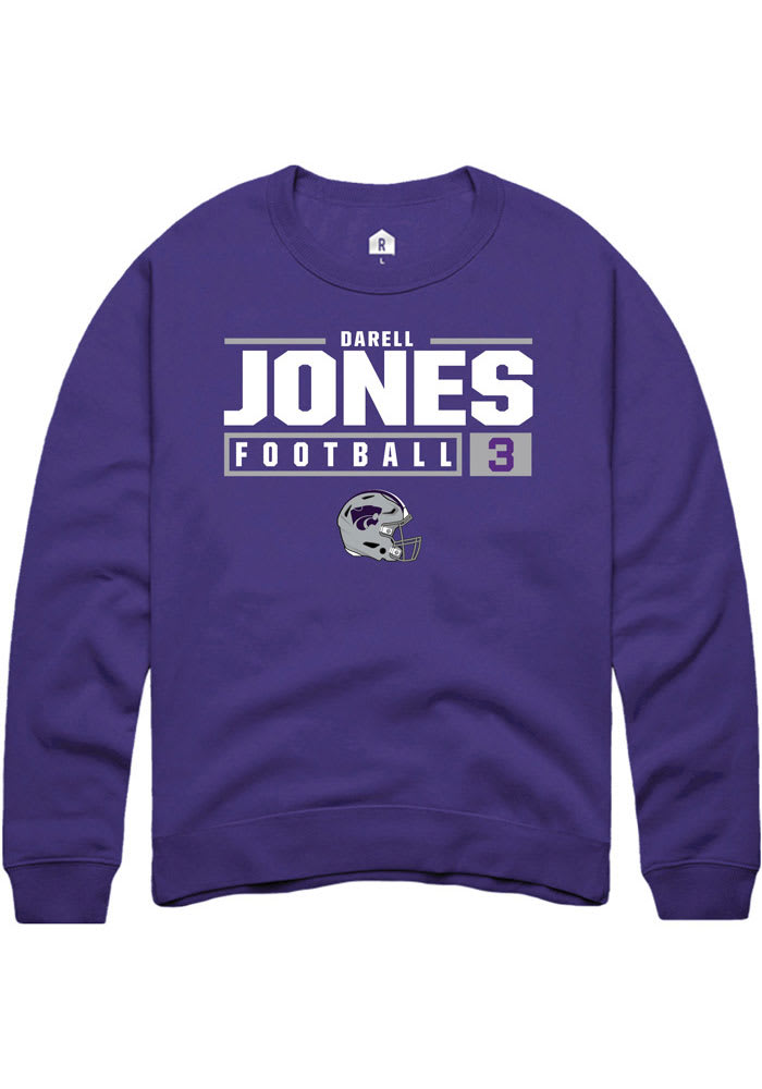 Darell Jones Rally K-State Wildcats Mens Purple NIL Stacked Box Long Sleeve Crew Sweatshirt