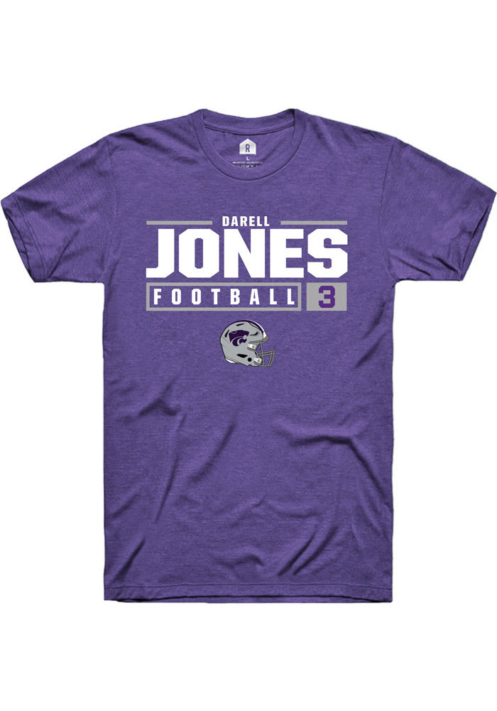 Darell Jones K-State Wildcats Purple Rally NIL Stacked Box Short Sleeve T Shirt