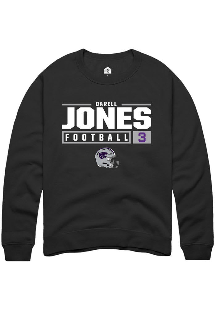 Darell Jones Rally K-State Wildcats Mens Black NIL Stacked Box Long Sleeve Crew Sweatshirt