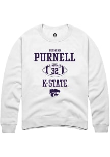 Desmond Purnell Rally Mens White K-State Wildcats NIL Sport Icon Crew Sweatshirt