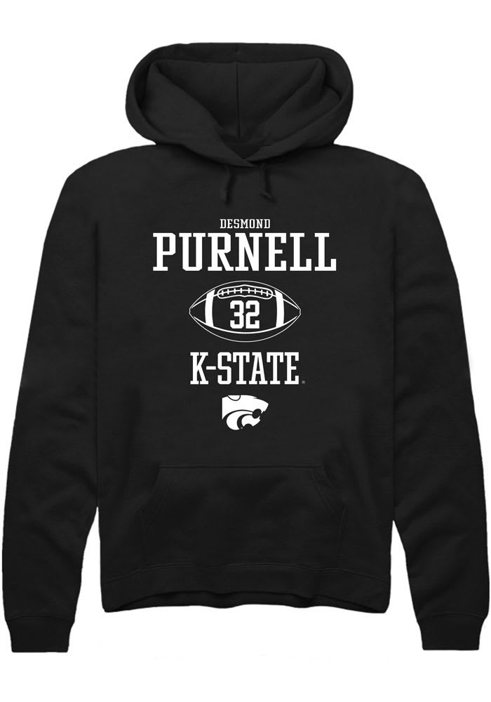 Desmond Purnell Rally K-State Wildcats Mens Black NIL Sport Icon Long Sleeve Hoodie