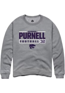 Desmond Purnell Rally Mens Graphite K-State Wildcats NIL Stacked Box Crew Sweatshirt