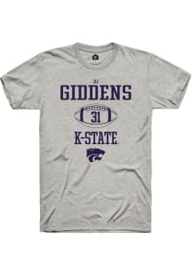 DJ Giddens  K-State Wildcats Ash Rally NIL Sport Icon Short Sleeve T Shirt