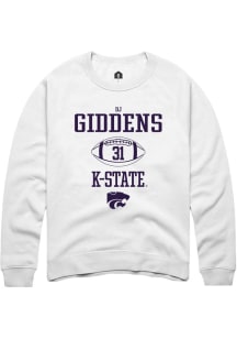 DJ Giddens  Rally K-State Wildcats Mens White NIL Sport Icon Long Sleeve Crew Sweatshirt