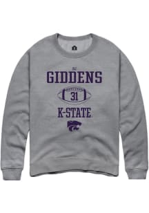 DJ Giddens  Rally K-State Wildcats Mens Graphite NIL Sport Icon Long Sleeve Crew Sweatshirt