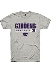 DJ Giddens  K-State Wildcats Ash Rally NIL Stacked Box Short Sleeve T Shirt