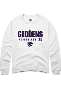 DJ Giddens  Rally K-State Wildcats Mens White NIL Stacked Box Long Sleeve Crew Sweatshirt