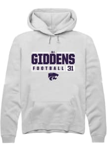 DJ Giddens  Rally K-State Wildcats Mens White NIL Stacked Box Long Sleeve Hoodie