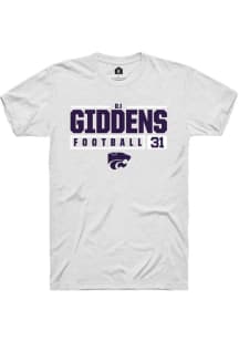 DJ Giddens  K-State Wildcats White Rally NIL Stacked Box Short Sleeve T Shirt