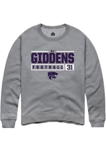 DJ Giddens  Rally K-State Wildcats Mens Graphite NIL Stacked Box Long Sleeve Crew Sweatshirt