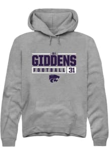 DJ Giddens  Rally K-State Wildcats Mens Graphite NIL Stacked Box Long Sleeve Hoodie