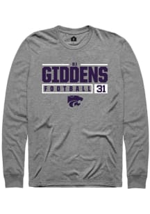 DJ Giddens  K-State Wildcats Graphite Rally NIL Stacked Box Long Sleeve T Shirt