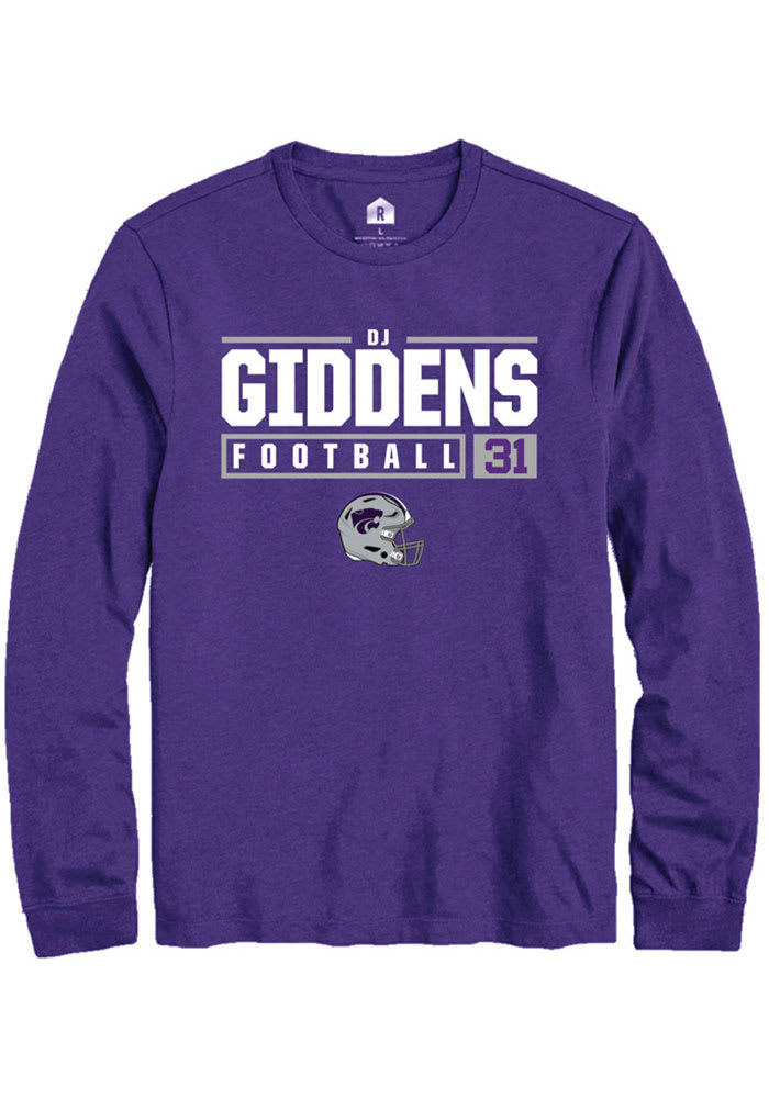 DJ Giddens K-State Wildcats Purple Rally NIL Stacked Box Long Sleeve T Shirt