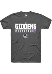 DJ Giddens  K-State Wildcats Dark Grey Rally NIL Stacked Box Short Sleeve T Shirt