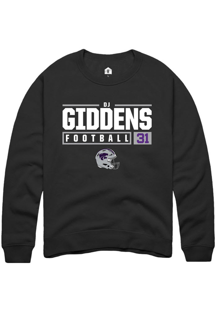 DJ Giddens Rally K-State Wildcats Mens Black NIL Stacked Box Long Sleeve Crew Sweatshirt