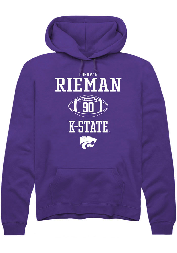 Donovan Rieman Rally K-State Wildcats Mens Purple NIL Sport Icon Long Sleeve Hoodie