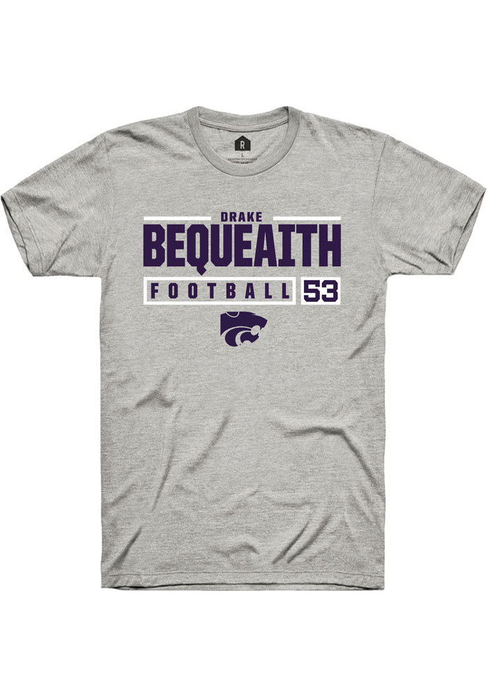 Drake Bequeaith K-State Wildcats Grey Rally NIL Stacked Box Short Sleeve T Shirt