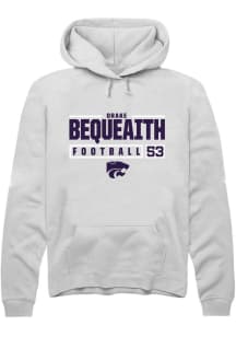 Drake Bequeaith Rally Mens White K-State Wildcats NIL Stacked Box Hooded Sweatshirt