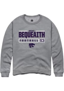 Drake Bequeaith Rally Mens Graphite K-State Wildcats NIL Stacked Box Crew Sweatshirt