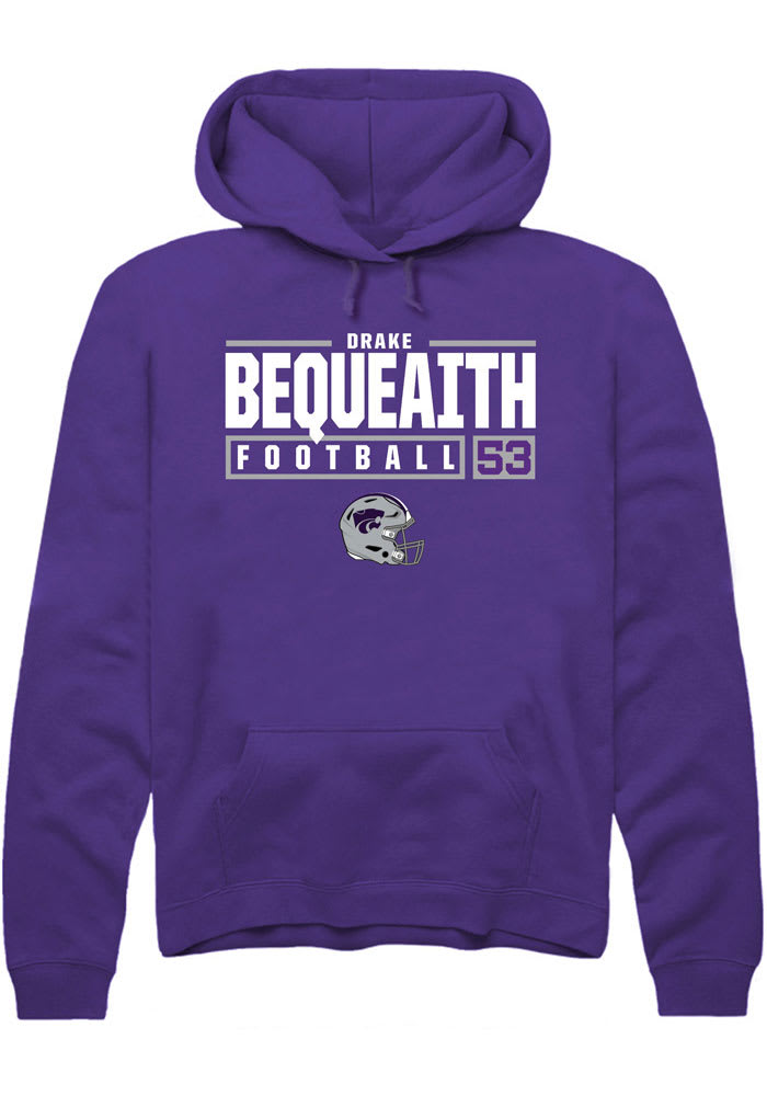 Drake Bequeaith Rally K-State Wildcats Mens Purple NIL Stacked Box Long Sleeve Hoodie