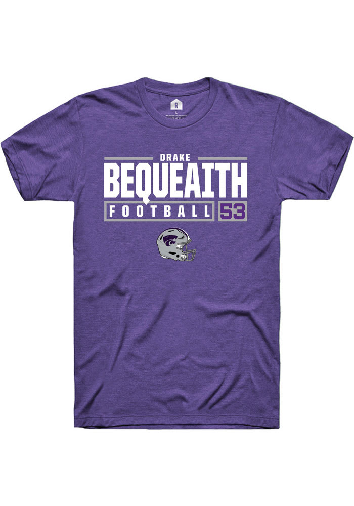 Drake Bequeaith K-State Wildcats Purple Rally NIL Stacked Box Short Sleeve T Shirt